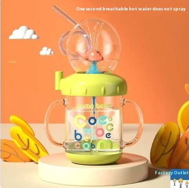 Children's Whale Cartoon Diving Fountain Water Bottle - Tritan Leakproof Sippy Cup