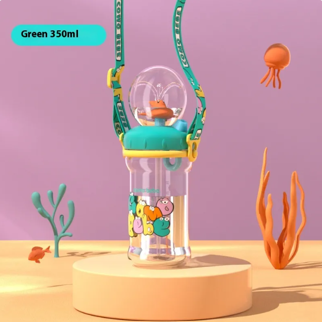 Children's Whale Cartoon Diving Fountain Water Bottle - Tritan Leakproof Sippy Cup