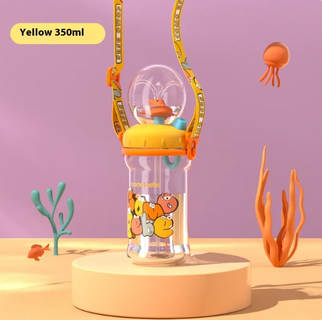 Children's Whale Cartoon Diving Fountain Water Bottle - Tritan Leakproof Sippy Cup