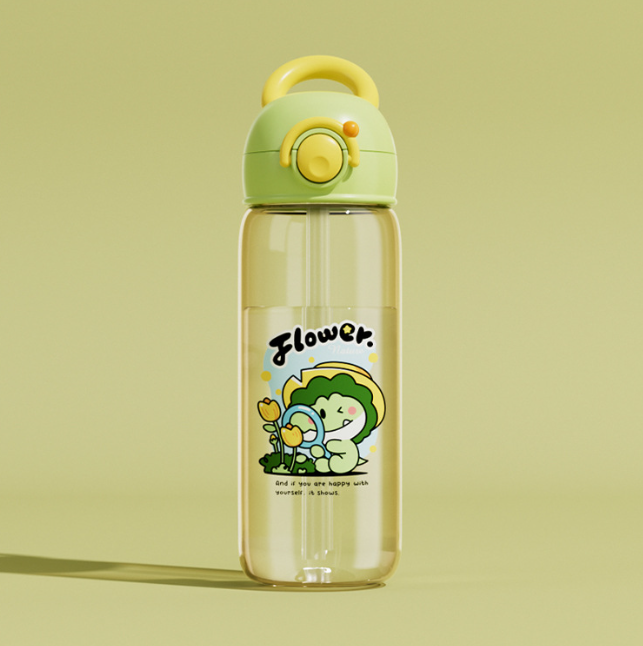 Children's Whale Cartoon Diving Fountain Water Bottle - Tritan Leakproof Sippy Cup
